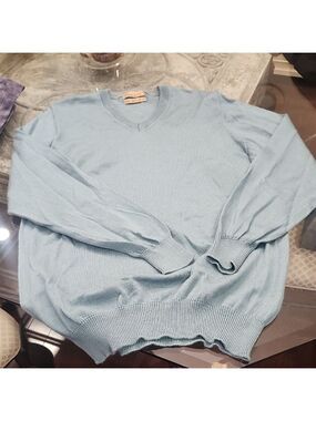 Marks& Spencer Collezione Italian Merino With Silk Blue Sweater L
